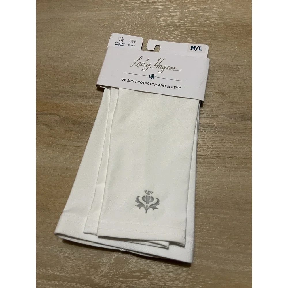 New Lady Hagen‎ Women's Sun UV UPF 50+ Protector Arm Sleeves Medium/Large White